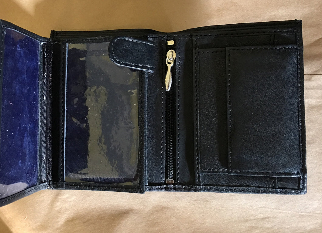 Cangurione Genuine Leather Trifold Womens Wallet with Coin Pocket Blue »  Anitolia